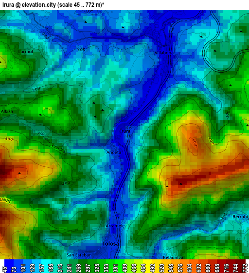 Irura elevation map