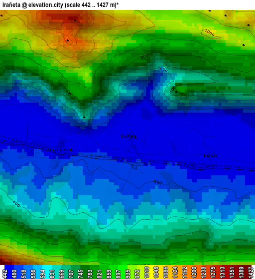 Irañeta elevation map