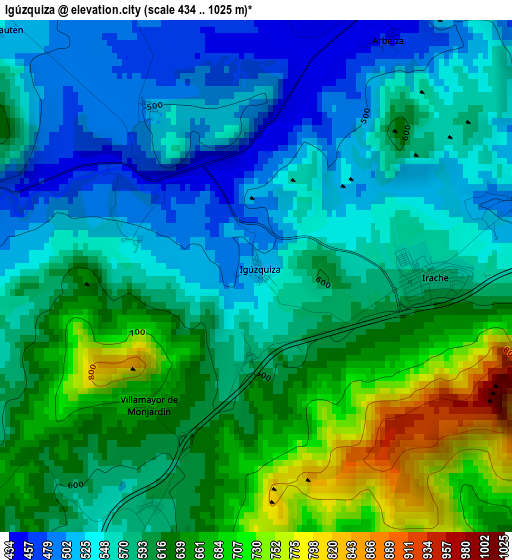 Igúzquiza elevation map