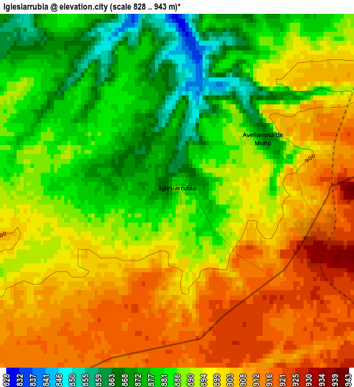 Iglesiarrubia elevation map