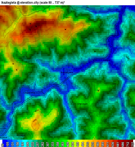 Ikaztegieta elevation map