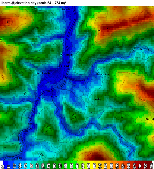 Ibarra elevation map