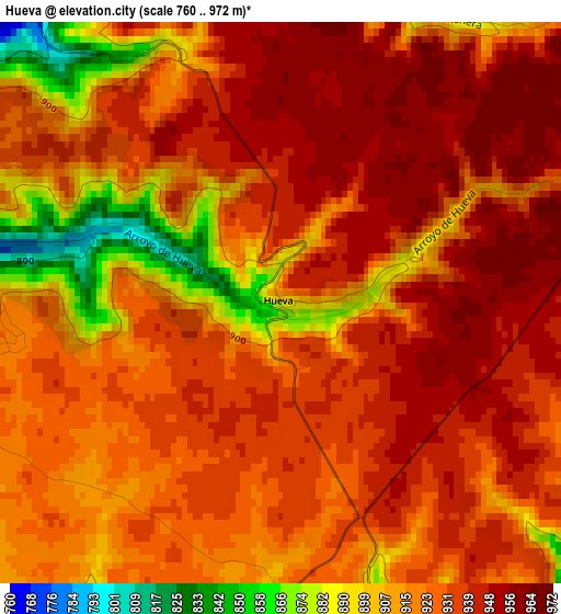 Hueva elevation map