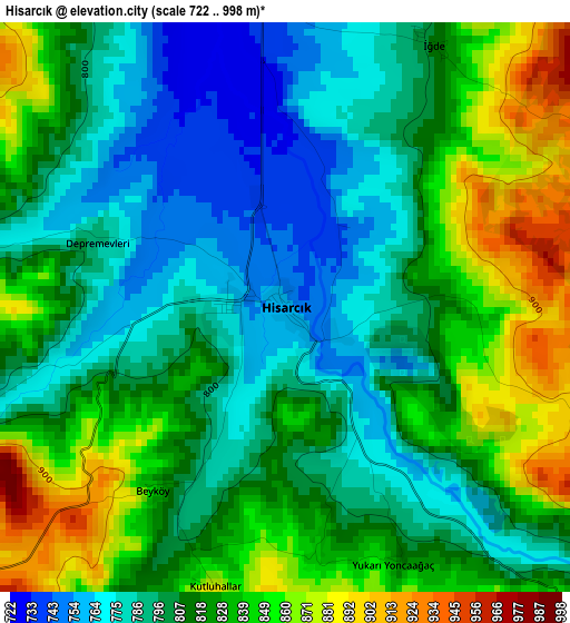 Hisarcık elevation map