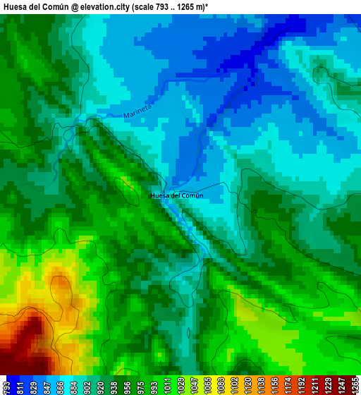 Huesa del Común elevation map