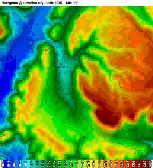 Huérguina elevation map