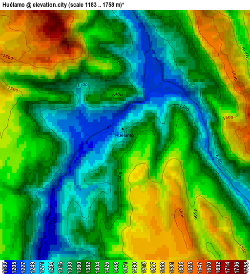 Huélamo elevation map