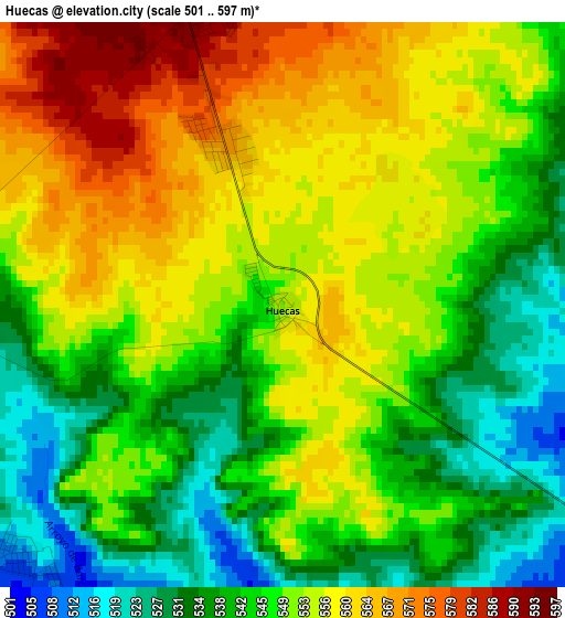 Huecas elevation map