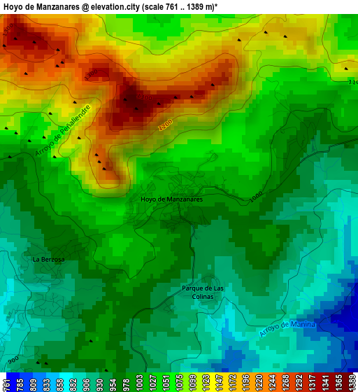 Hoyo de Manzanares elevation map