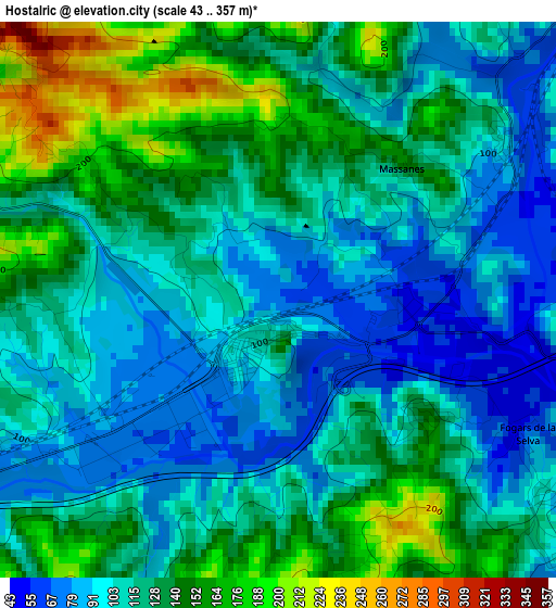 Hostalric elevation map