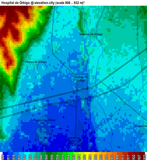 Hospital de Órbigo elevation map