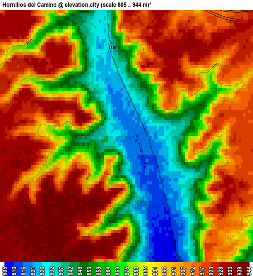 Hornillos del Camino elevation map