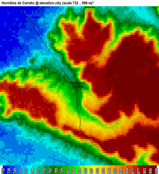 Hornillos de Cerrato elevation map