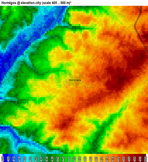 Hormigos elevation map