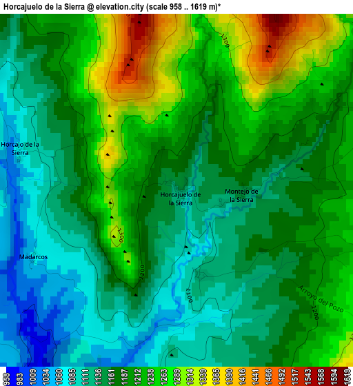 Horcajuelo de la Sierra elevation map