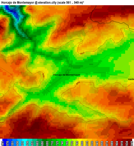 Horcajo de Montemayor elevation map