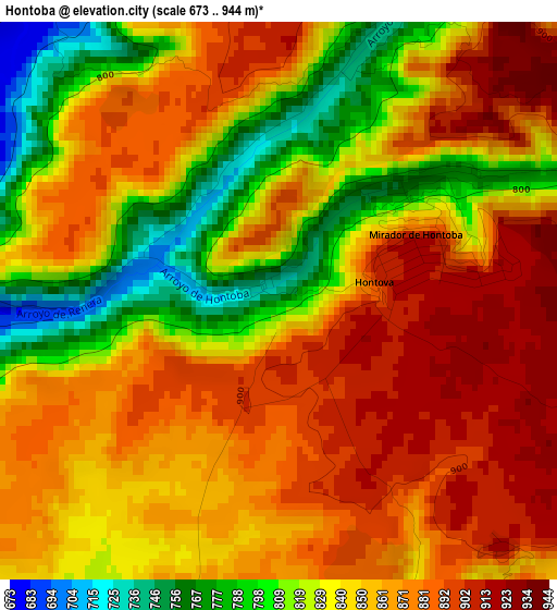 Hontoba elevation map