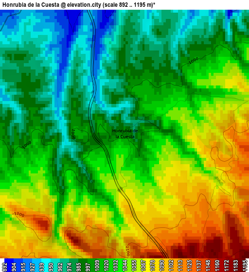 Honrubia de la Cuesta elevation map