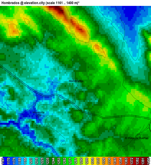 Hombrados elevation map