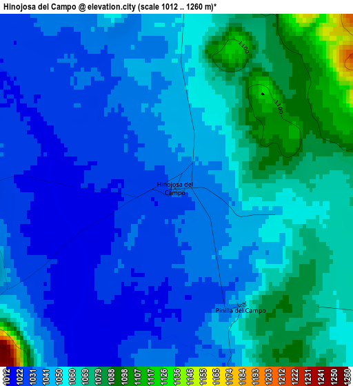 Hinojosa del Campo elevation map