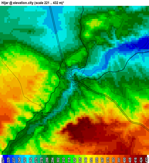 Híjar elevation map