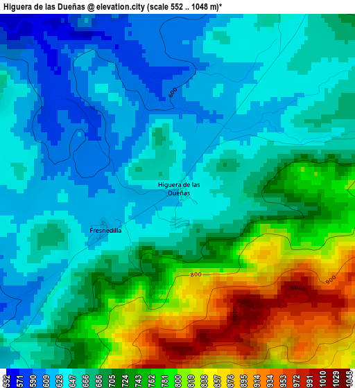 Higuera de las Dueñas elevation map