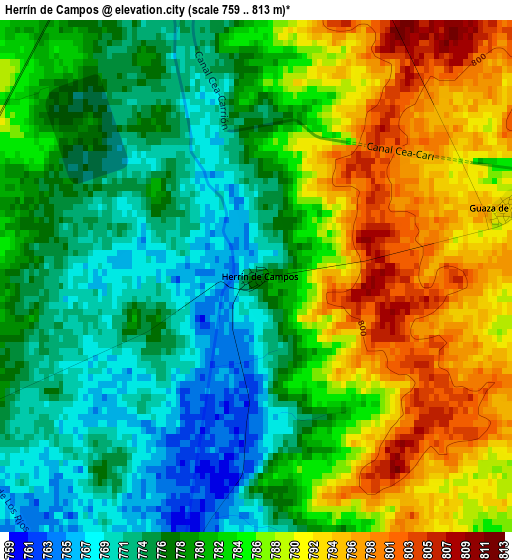 Herrín de Campos elevation map