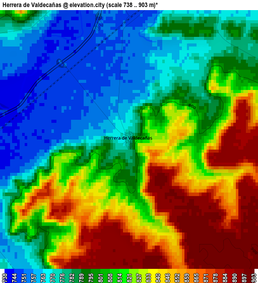 Herrera de Valdecañas elevation map