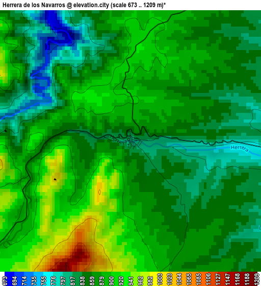 Herrera de los Navarros elevation map