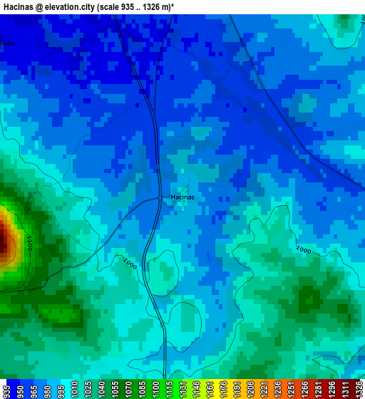 Hacinas elevation map