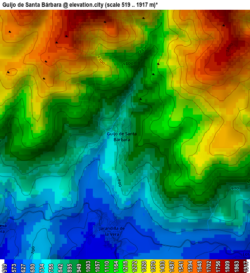 Guijo de Santa Bárbara elevation map