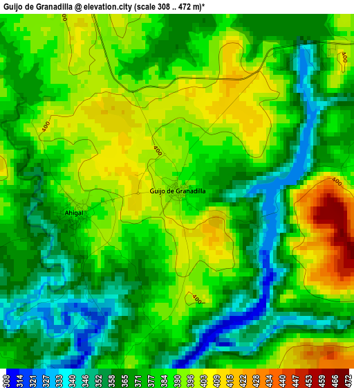 Guijo de Granadilla elevation map