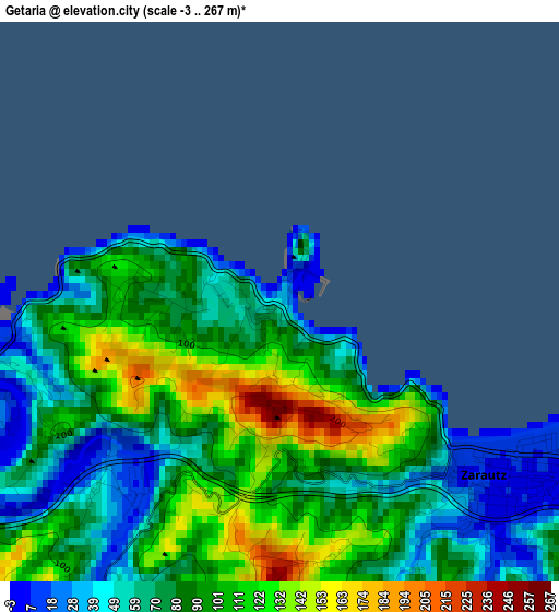 Getaria elevation map