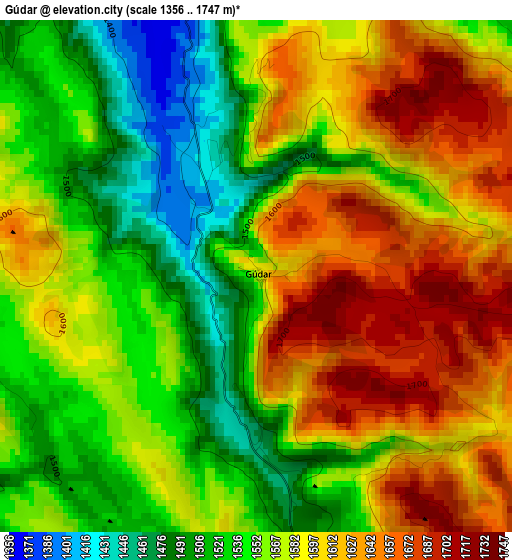 Gúdar elevation map