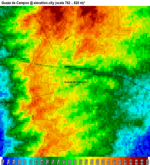 Guaza de Campos elevation map