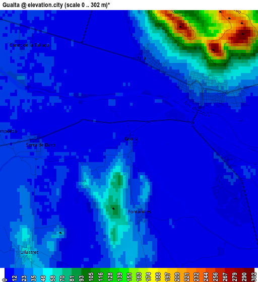 Gualta elevation map