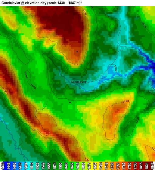 Guadalaviar elevation map