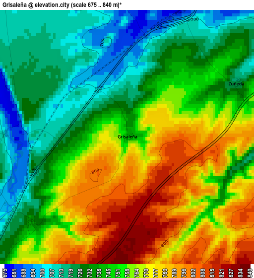 Grisaleña elevation map