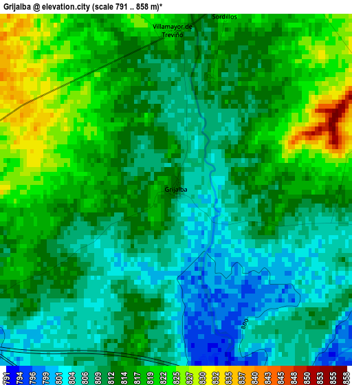 Grijalba elevation map