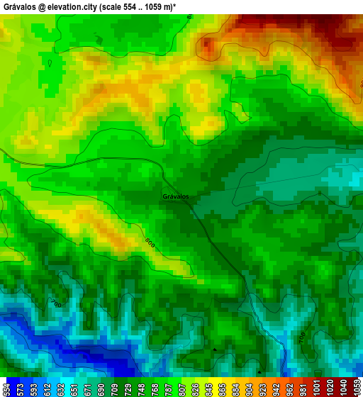 Grávalos elevation map