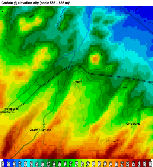 Grañón elevation map