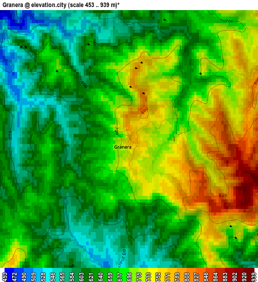 Granera elevation map