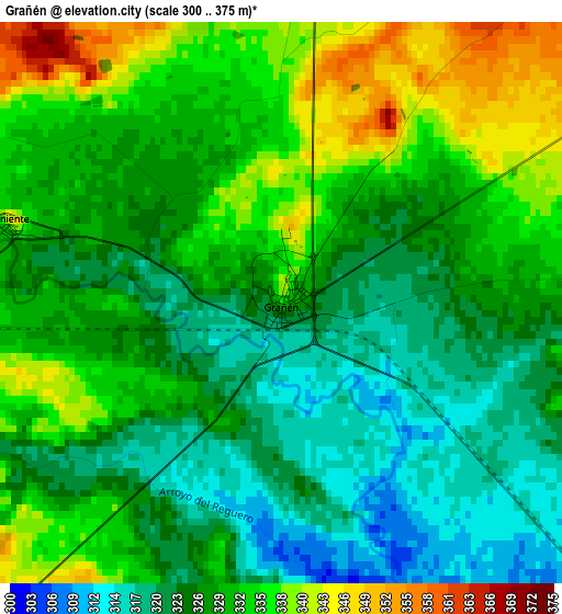 Grañén elevation map