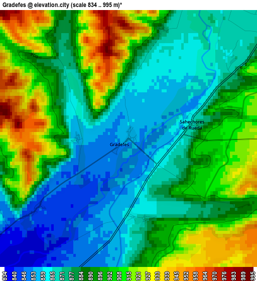 Gradefes elevation map