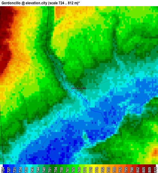 Gordoncillo elevation map