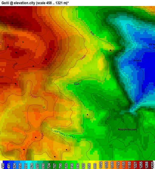 Goñi elevation map