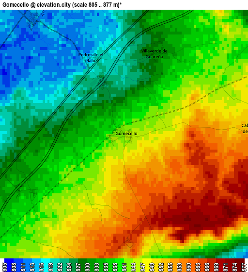 Gomecello elevation map