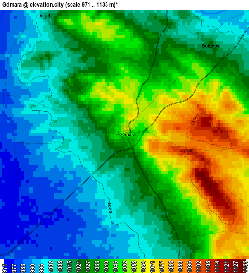 Gómara elevation map