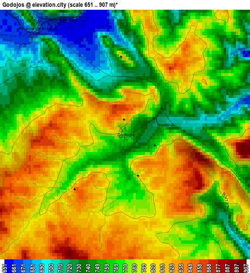 Godojos elevation map