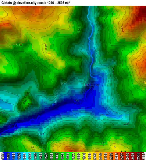 Gistaín elevation map